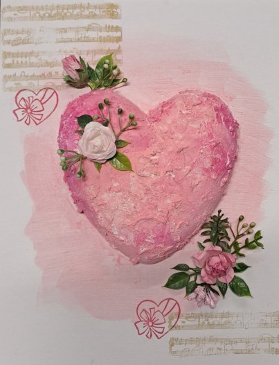 Mix média technika - srdiečko z lásky